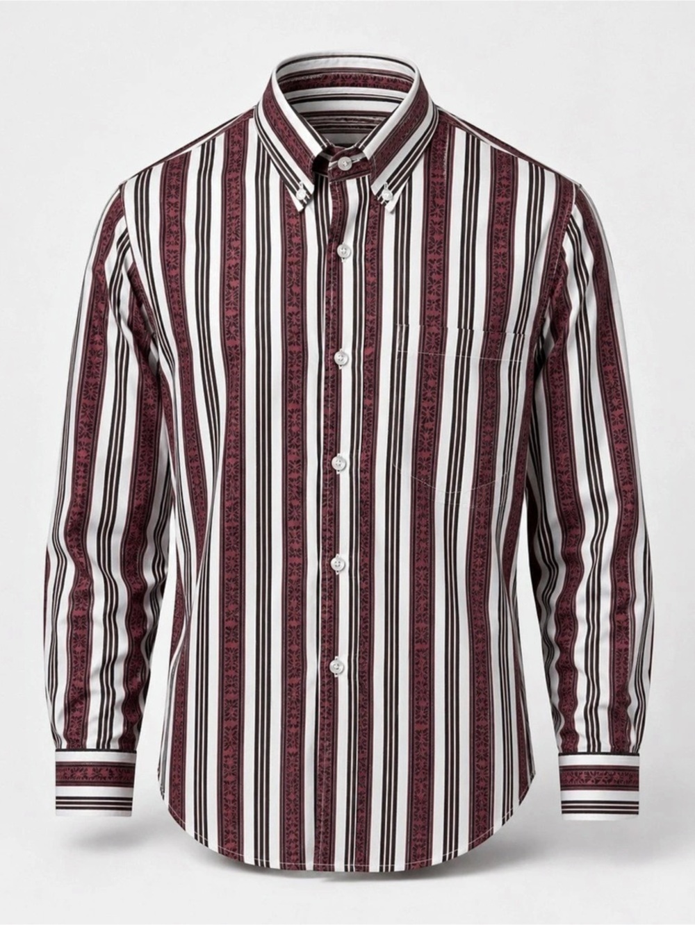 Vintage McGregor Contemporary Mens M Burgundy White Striped Button Down Shirt